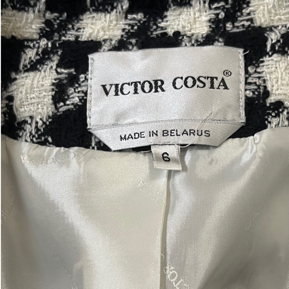 Victor Costa Houndstooth‎ Jacket /Coat Beautiful Buttons Lined Lace sz 6 - Picture 7 of 10